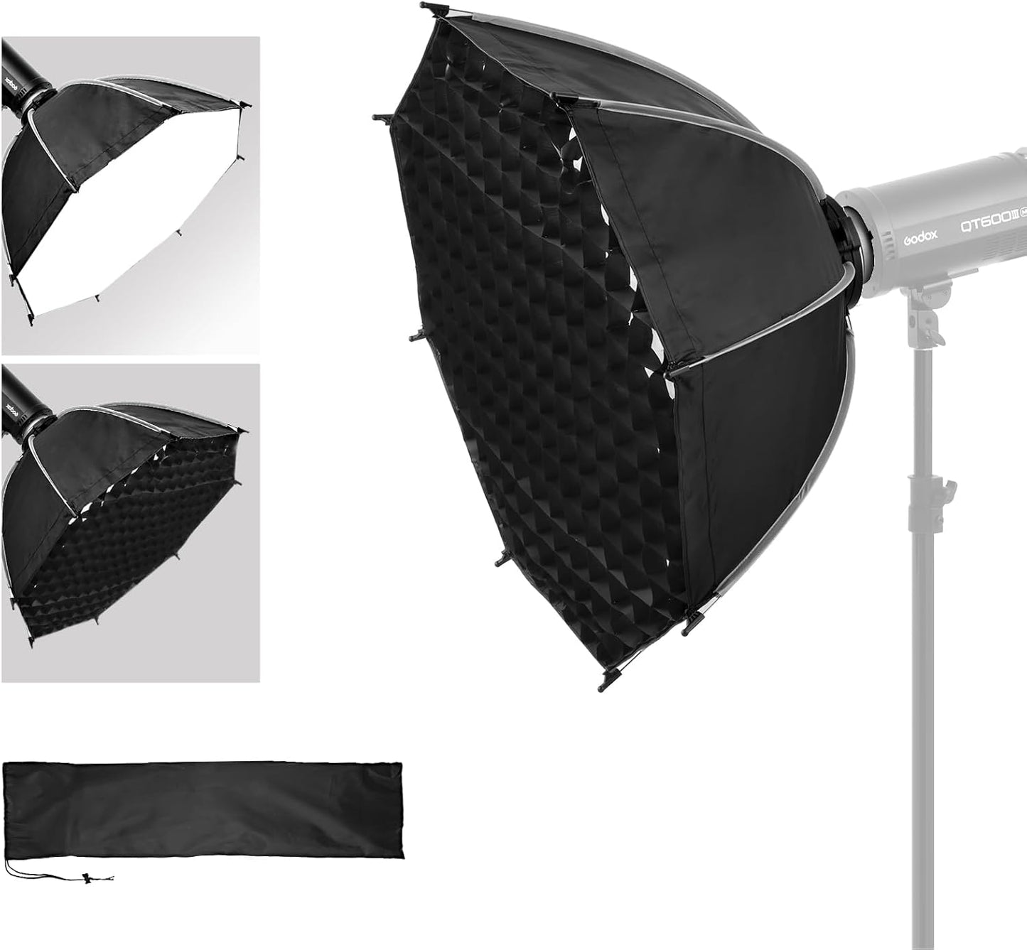 Caja luz Bowens Mount 60cm con rejilla panal y difusores