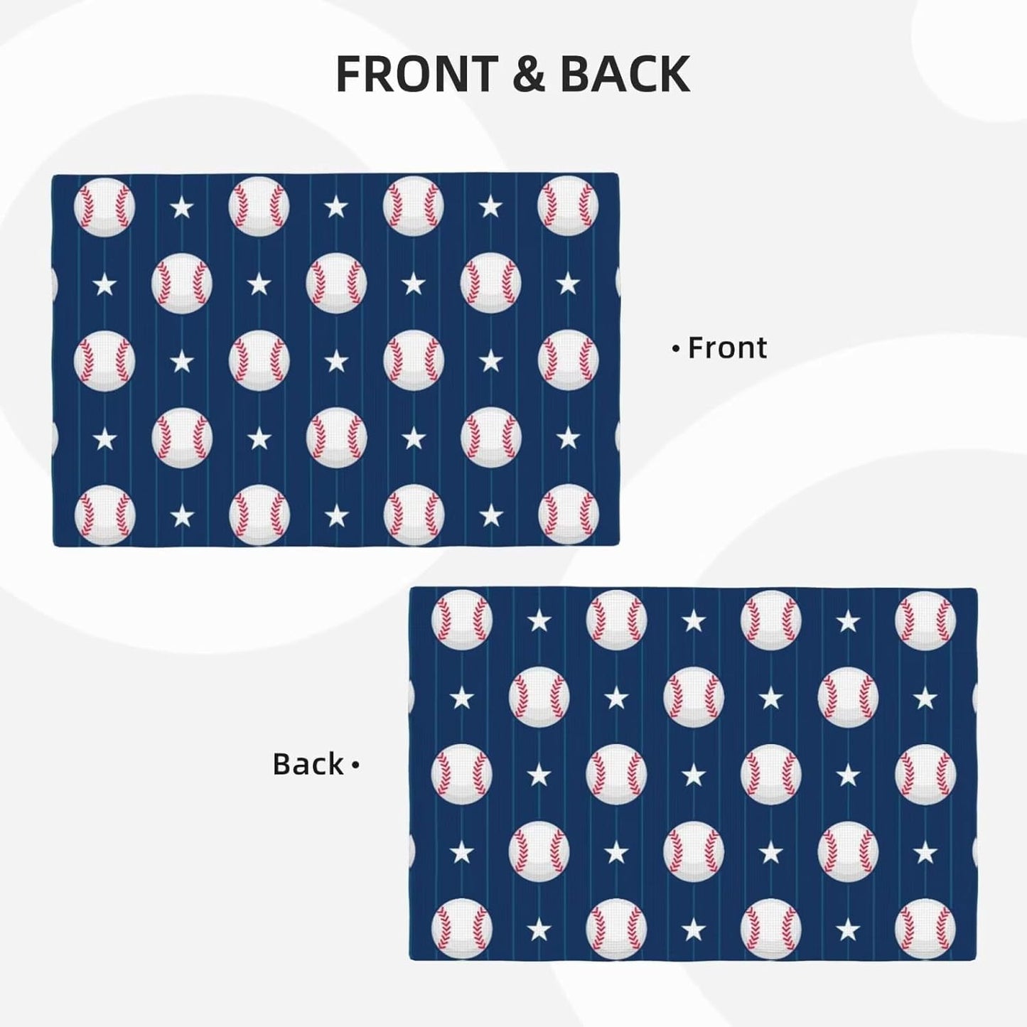 Juego de 4 manteles individuales de béisbol con estampado de pelota y estrellas azul marino