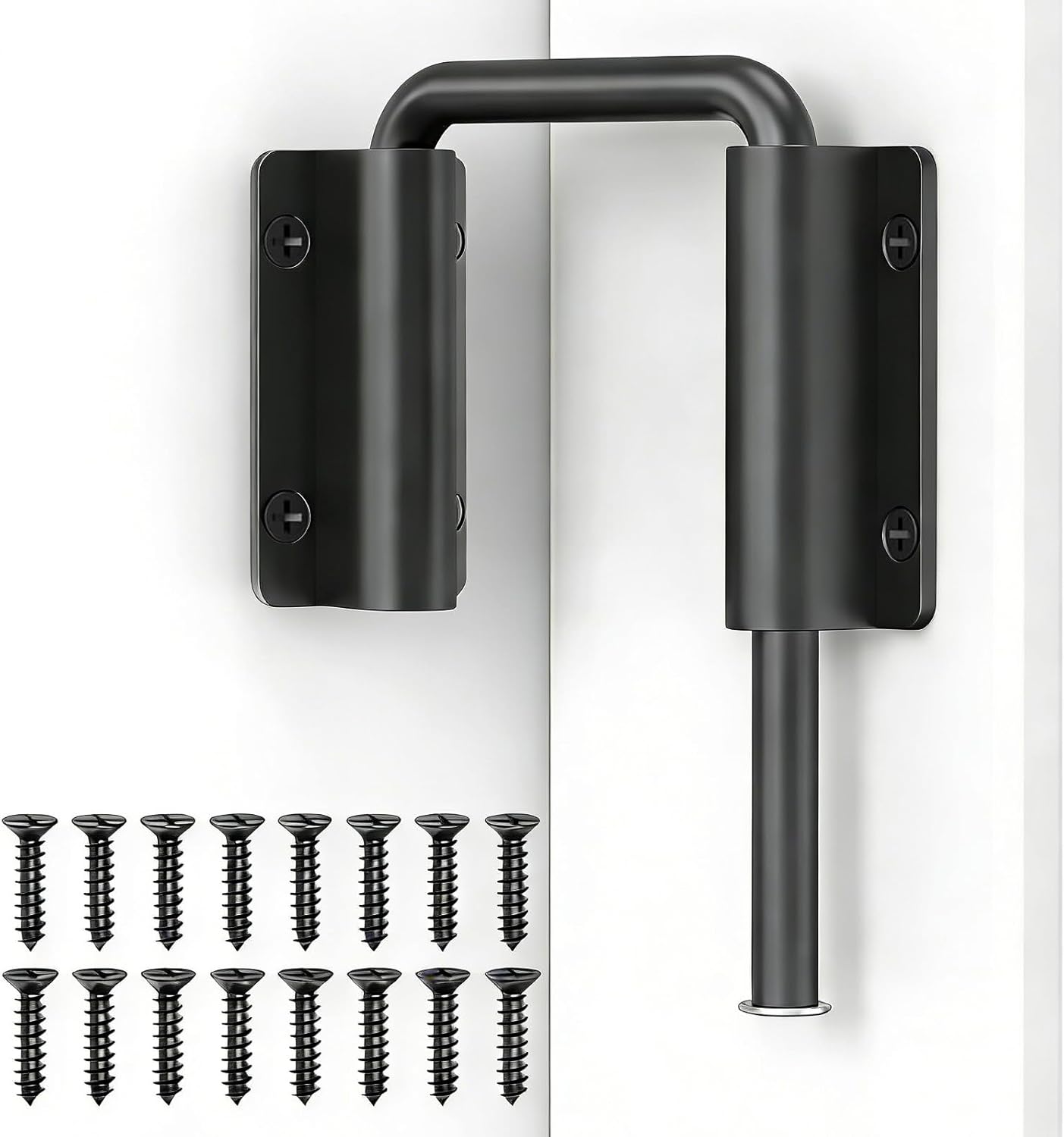 Pestillo puerta deslizante forma U para puerta 90/180 grados negro