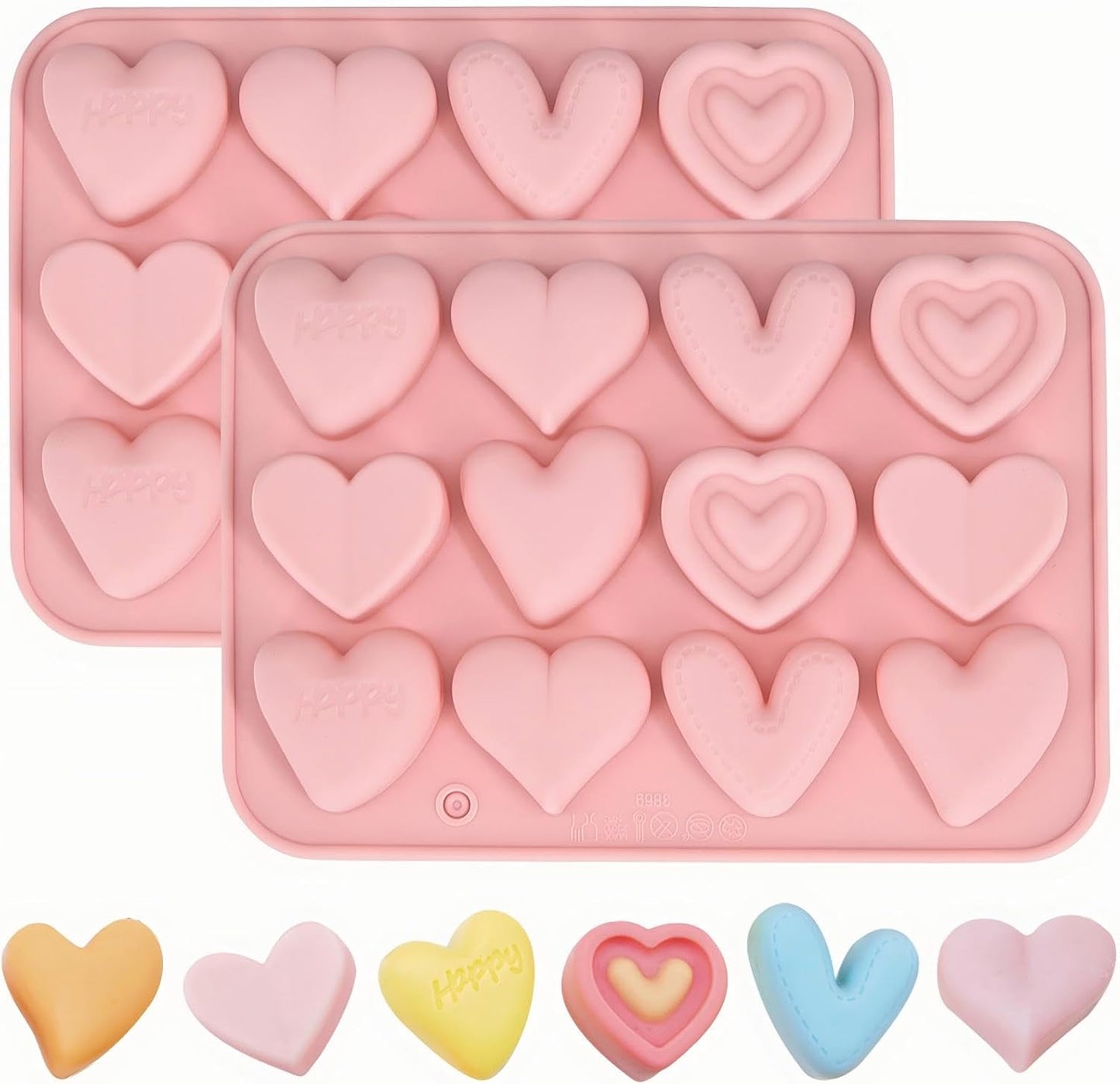 Moldes de silicona en forma de corazón para cubos de hielo de chocolate