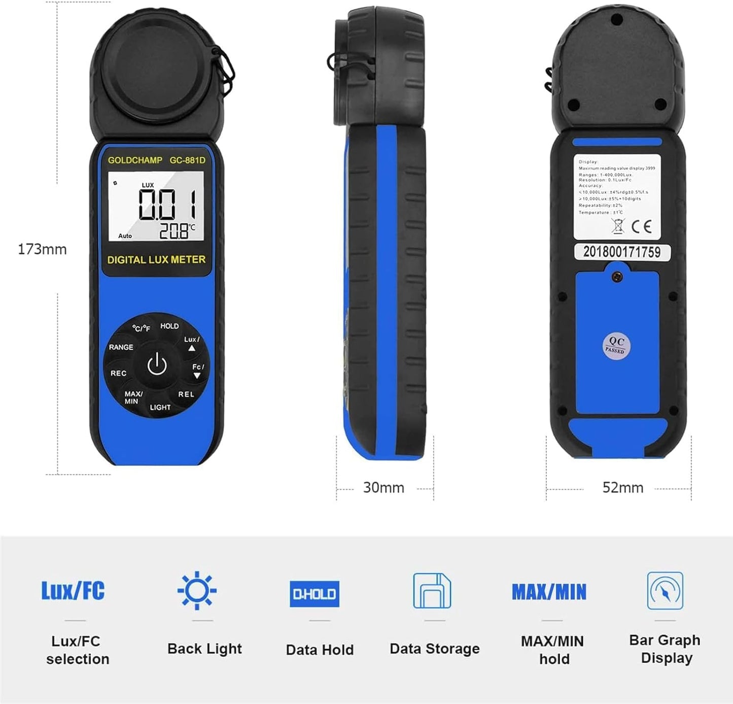 Luxímetro digital sensor giratorio 270º