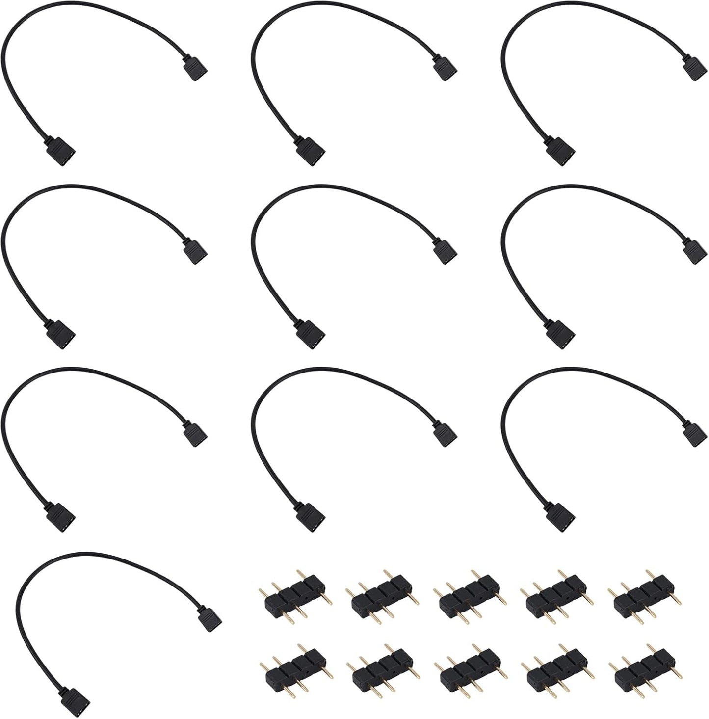 10 Cables Extensión ARGB 12pulg 5V 3 Pines Hembra a Hembra