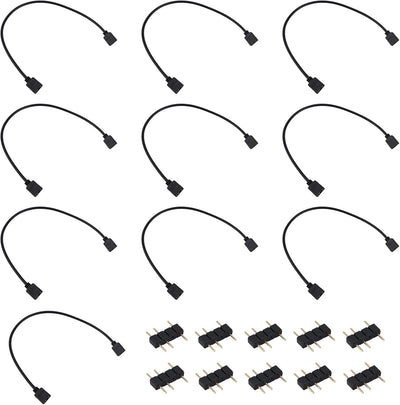 10 Cables Extensión ARGB 12pulg 5V 3 Pines Hembra a Hembra