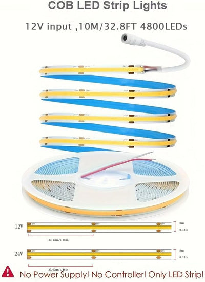 Tira luces LED flexible 32.8pies 12V 3000K blanco cálido 480LEDs/M