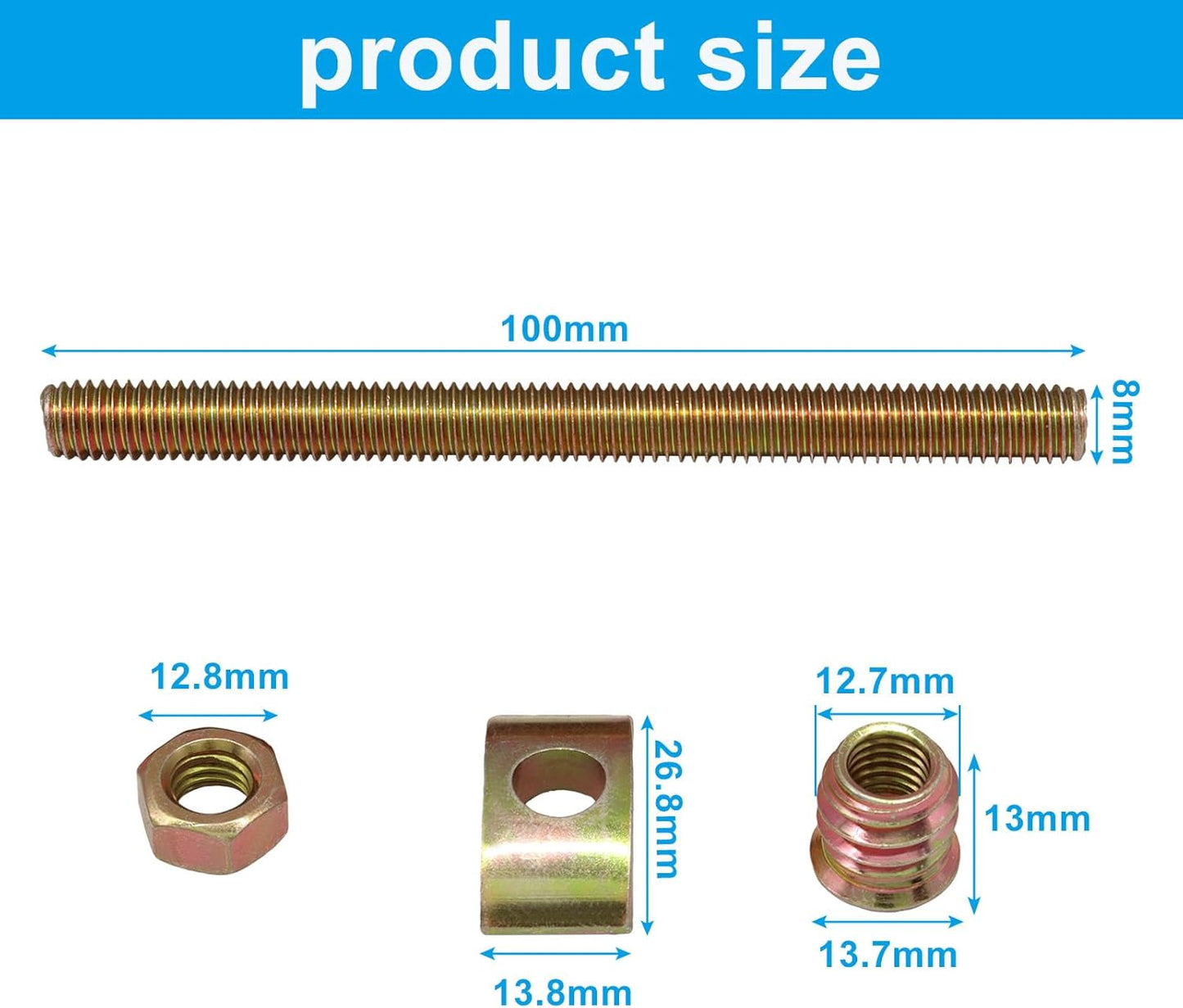 Set 12 Conectores Cama Acero M8x100 Latón