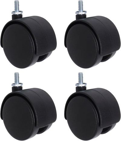 Set 4 Ruedas Giratorias Vástago M6 2pulg Rotación 360