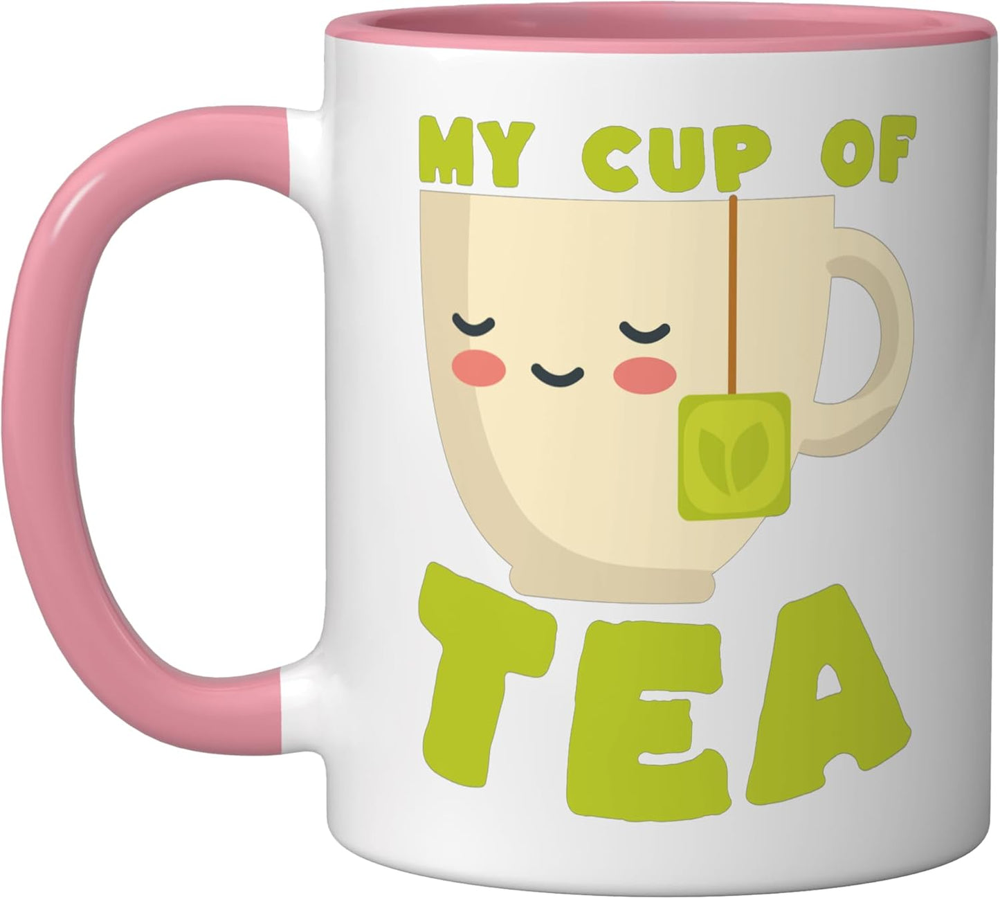Taza Cerámica Kawaii para Té Rosa/Blanco