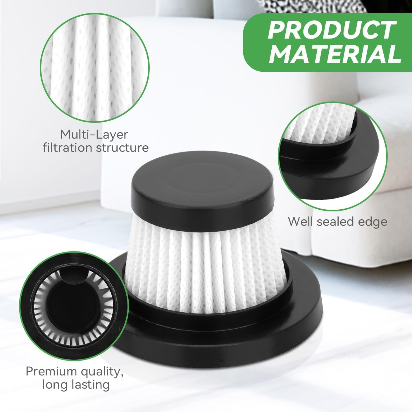 Filtro HEPA para aspiradora inalámbrica comp 15 uds