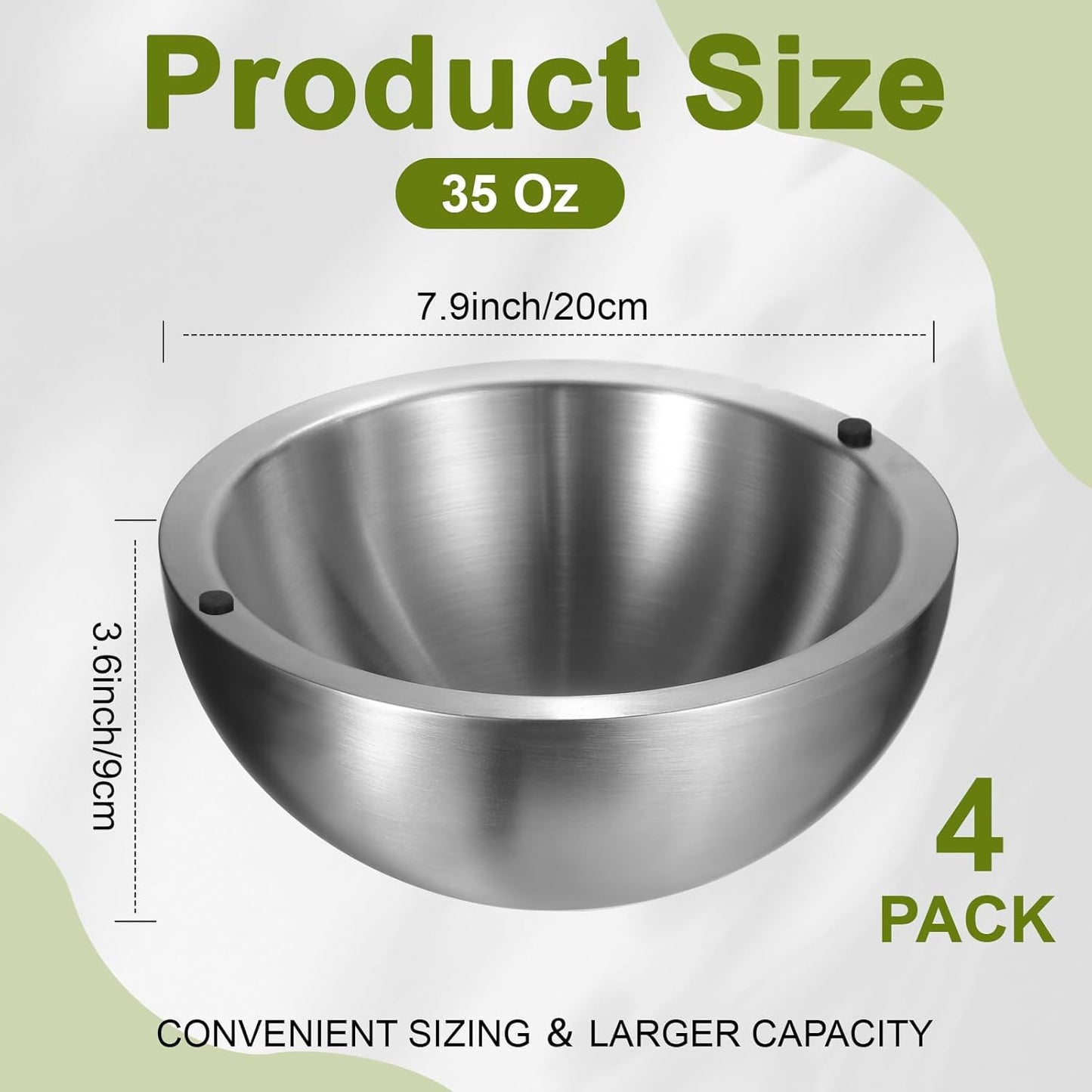 Pack 4 Cuencos Metal Aislado 35oz para Ensaladas y Salsas