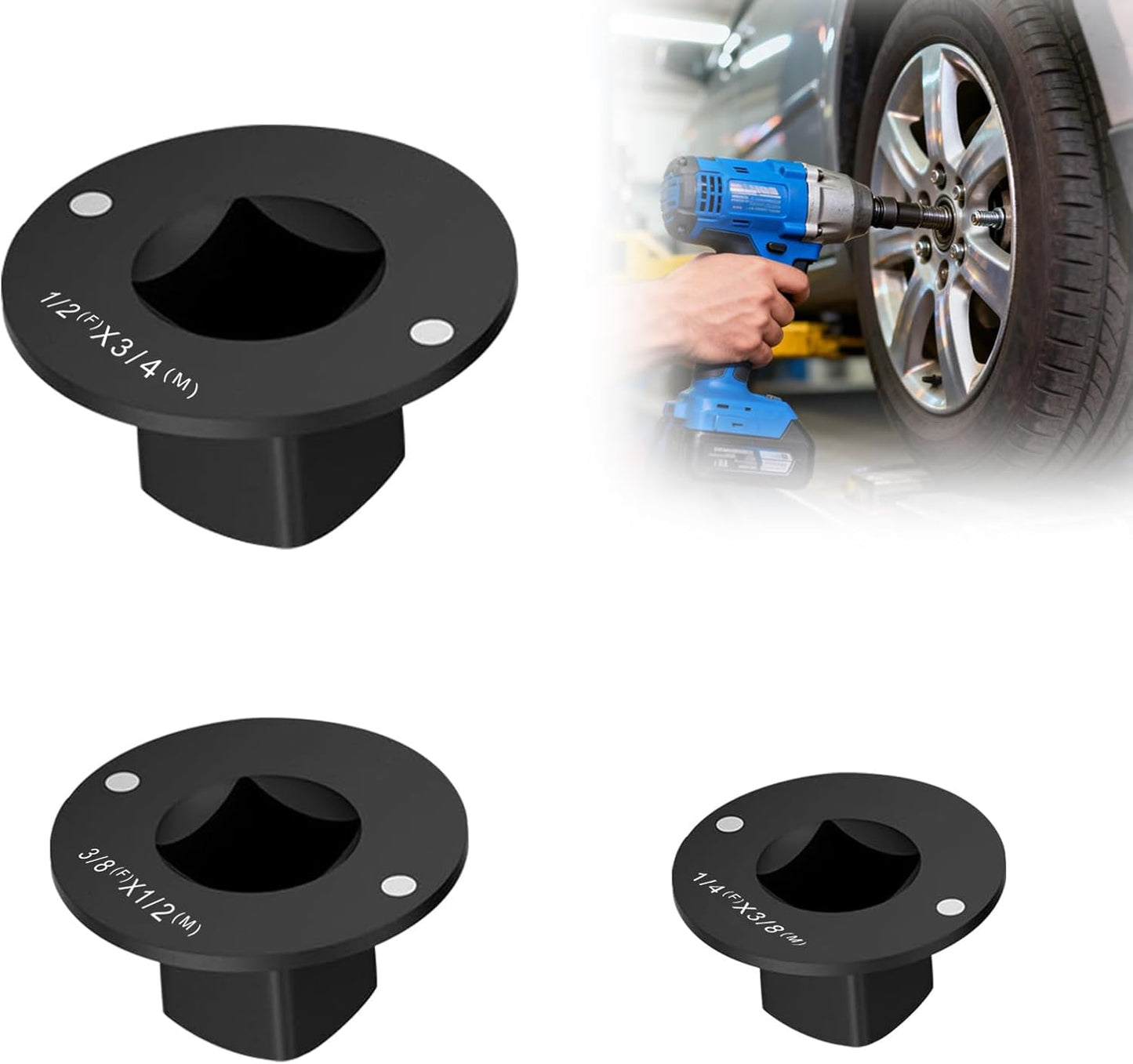 Set 3 Adaptadores Enchufe Acero CR-MO 3/4-1/2