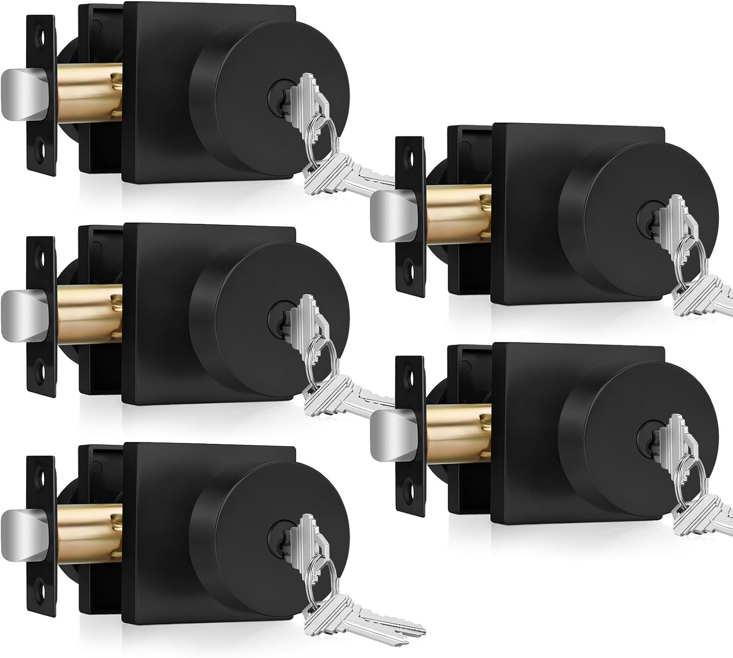 Manija puerta con cerradura y llave negro mate
