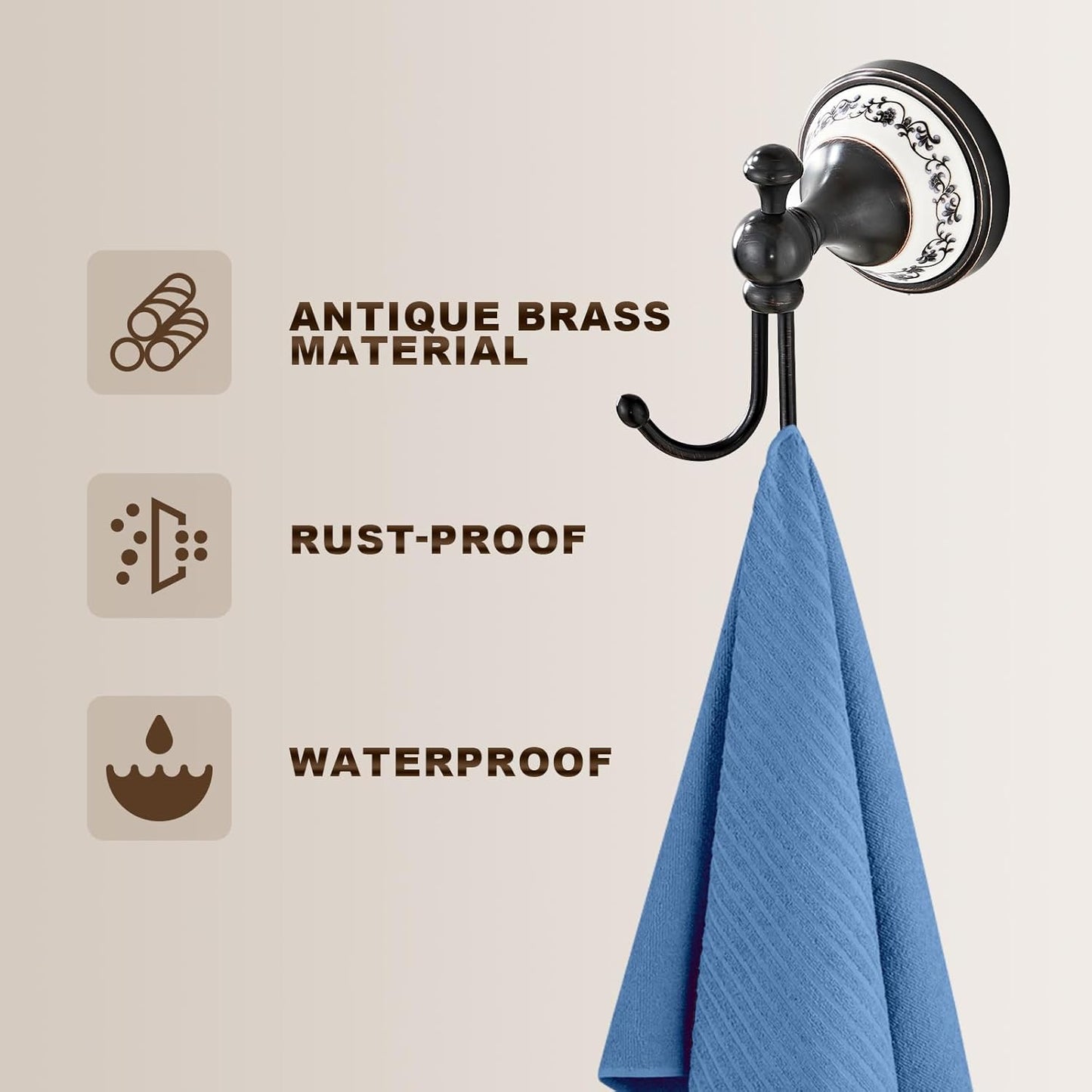 Gancho toalla bronce para baño cocina dormitorio
