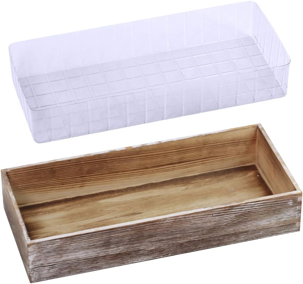 Maceta decorativa madera rústica blanco deslavado 17.3pulg