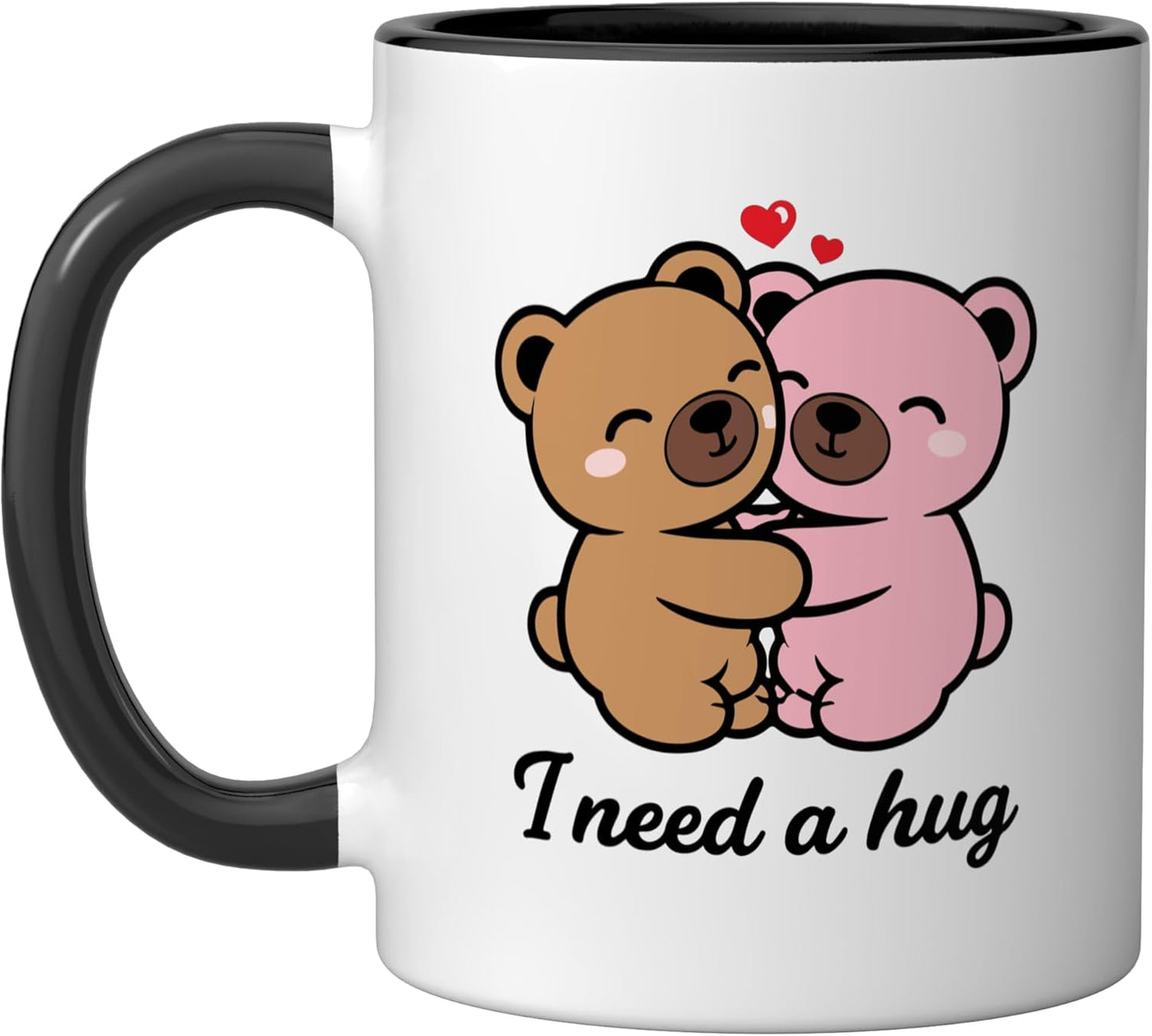 Taza Cerámica Oscura con Oso Abrazo