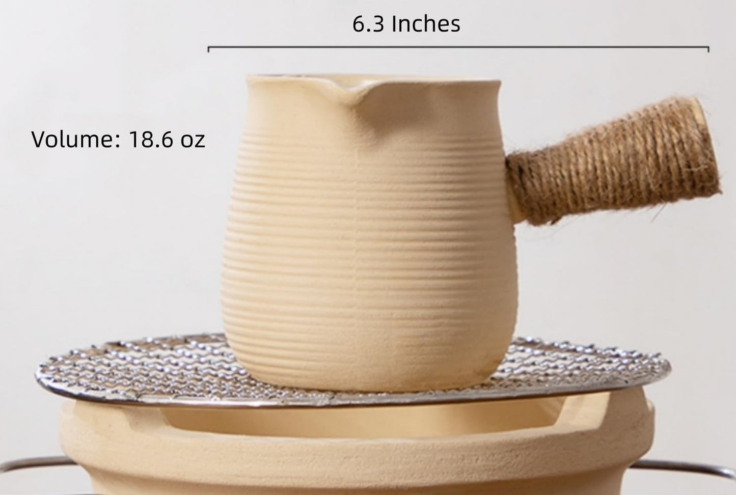 Tetera Cerámica 0.5L con Calentador Mini Parrilla