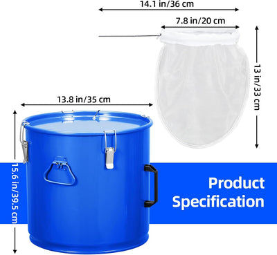 Cubo grasa freidora 10gal acero carbón con tapa y bolsa filtro