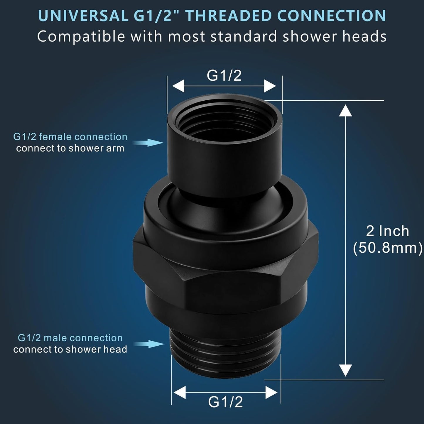 Adaptador bola giratoria cabezal ducha metal sólido