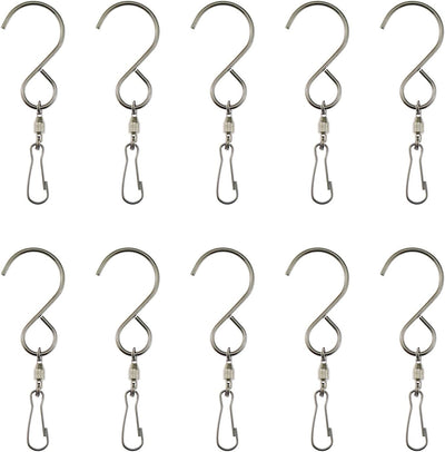 10 Ganchos Giratorios Acero Inox 360 Grados Plateado