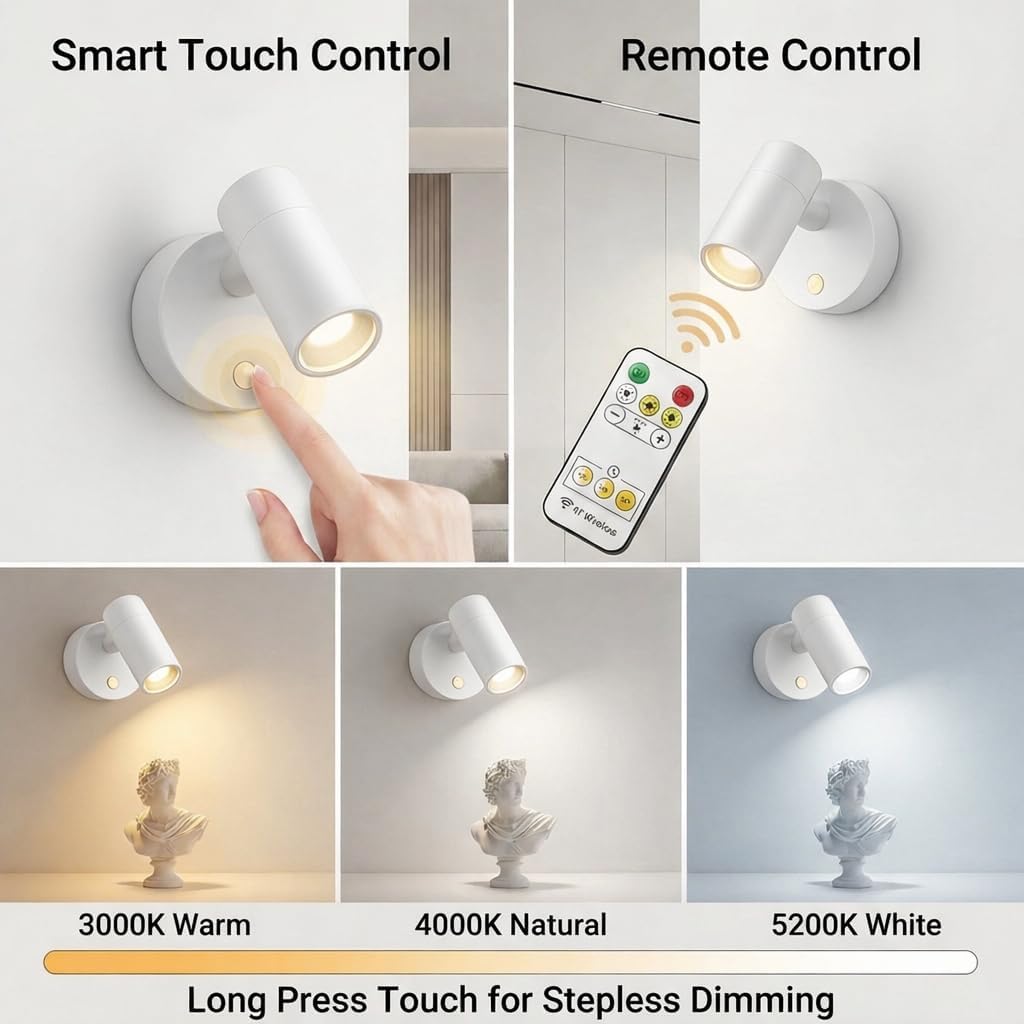 2 Luces magnéticas recargables con control remoto y táctil
