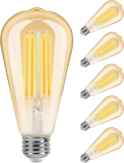 Bombilla LED Edison E26 regulable 8W 2200K vidrio amarillo