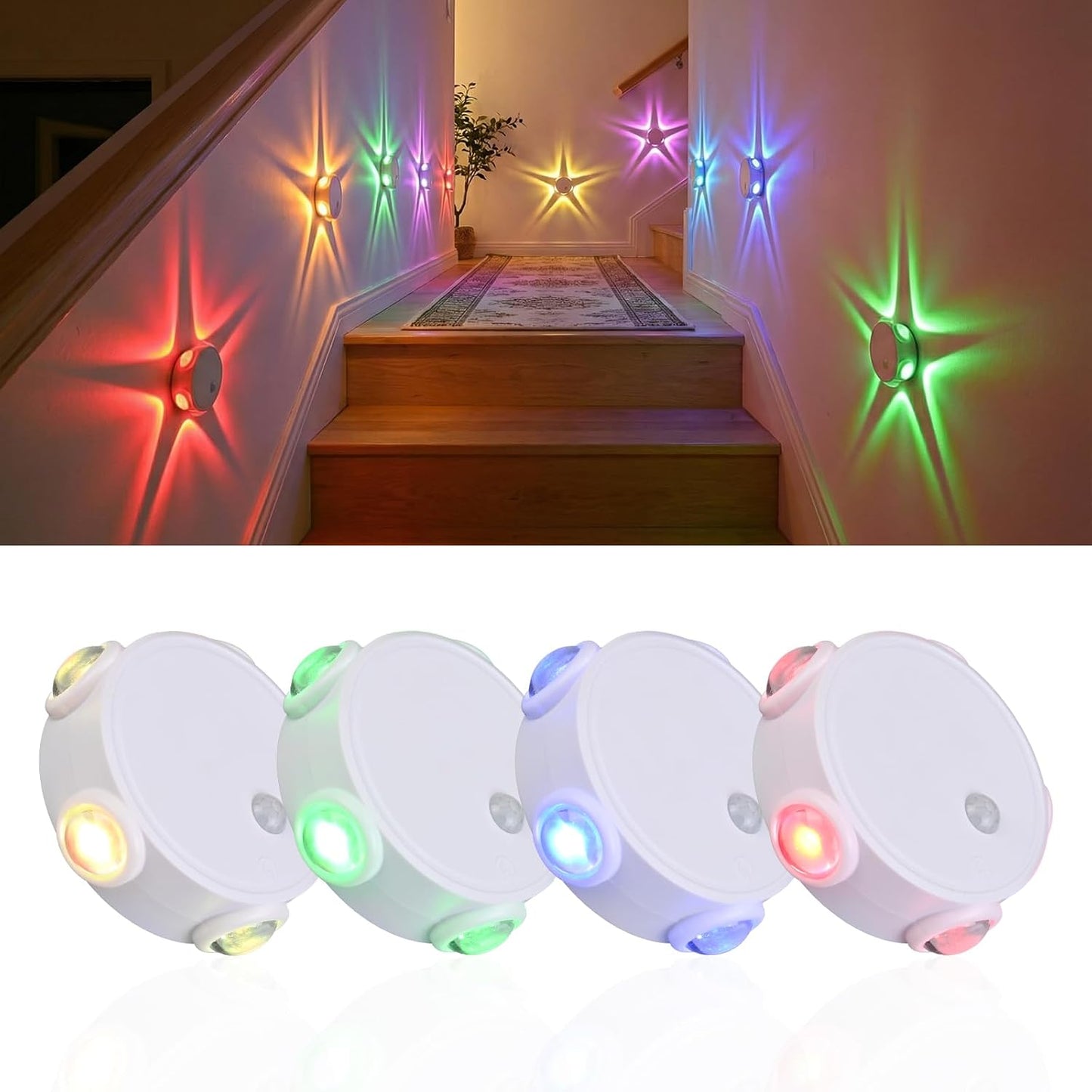 Luz nocturna sensor movimiento LED recargable ajuste color
