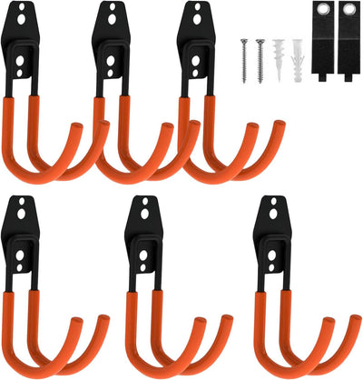 Ganchos garaje resistentes set 6 acero antideslizante