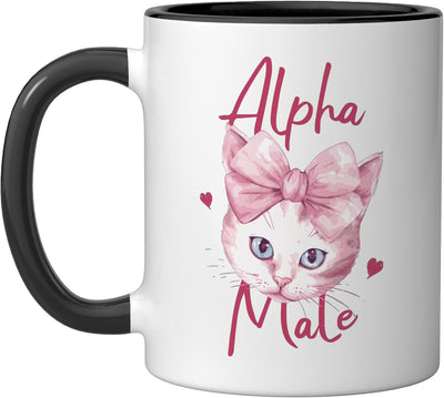 Taza Cerámica Alpha Male Gato Rosa Estilo Negro/Blanco