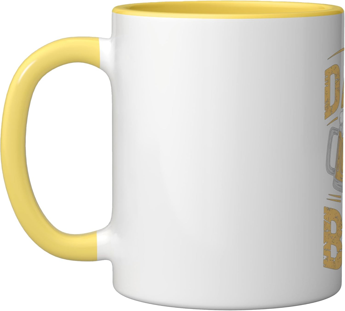 Taza Cerámica Humorística para Amantes del Cerveza Amarillo/Blanco