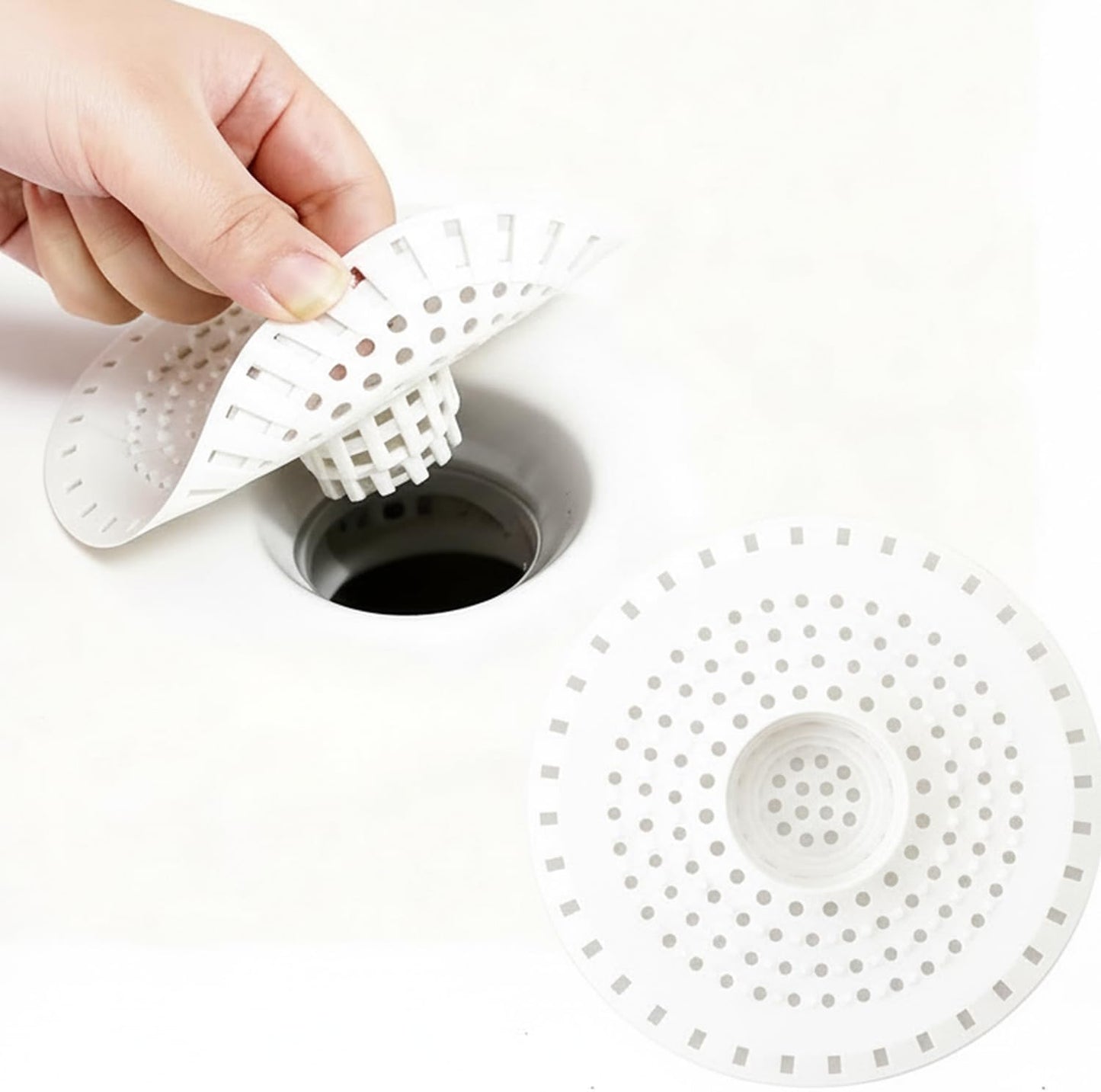 Recogedor pelo drenaje ducha silicona blanca