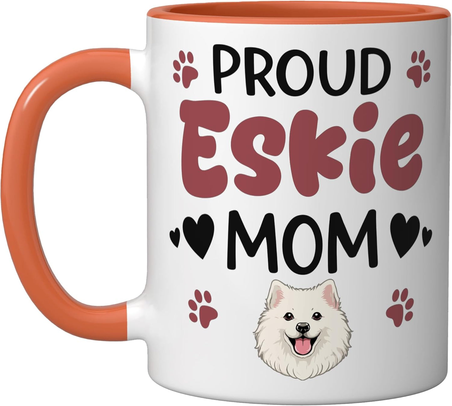 Taza cerámica para amante del perro American Eskimo color naranja/blanco
