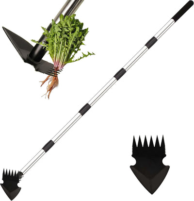 Extractor malezas 62pulg mango largo rastrillo 2en1 jardín