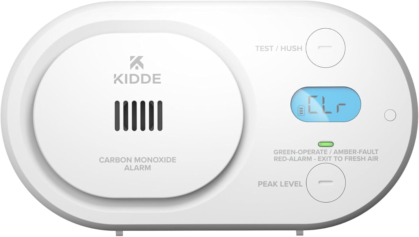 Detector CO Kidde con pilas AA pantalla digital LED alarma 85 dB