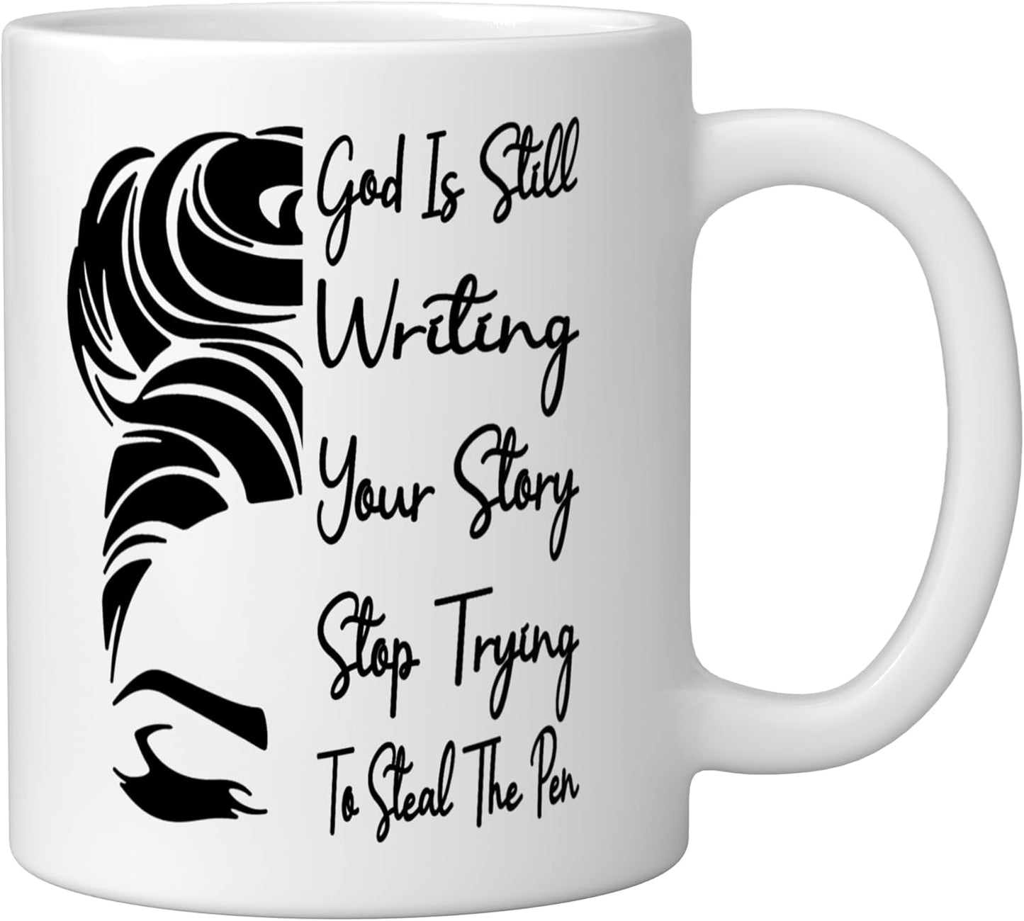 Taza de cerámica God Is Still Writing Your Story en blanco