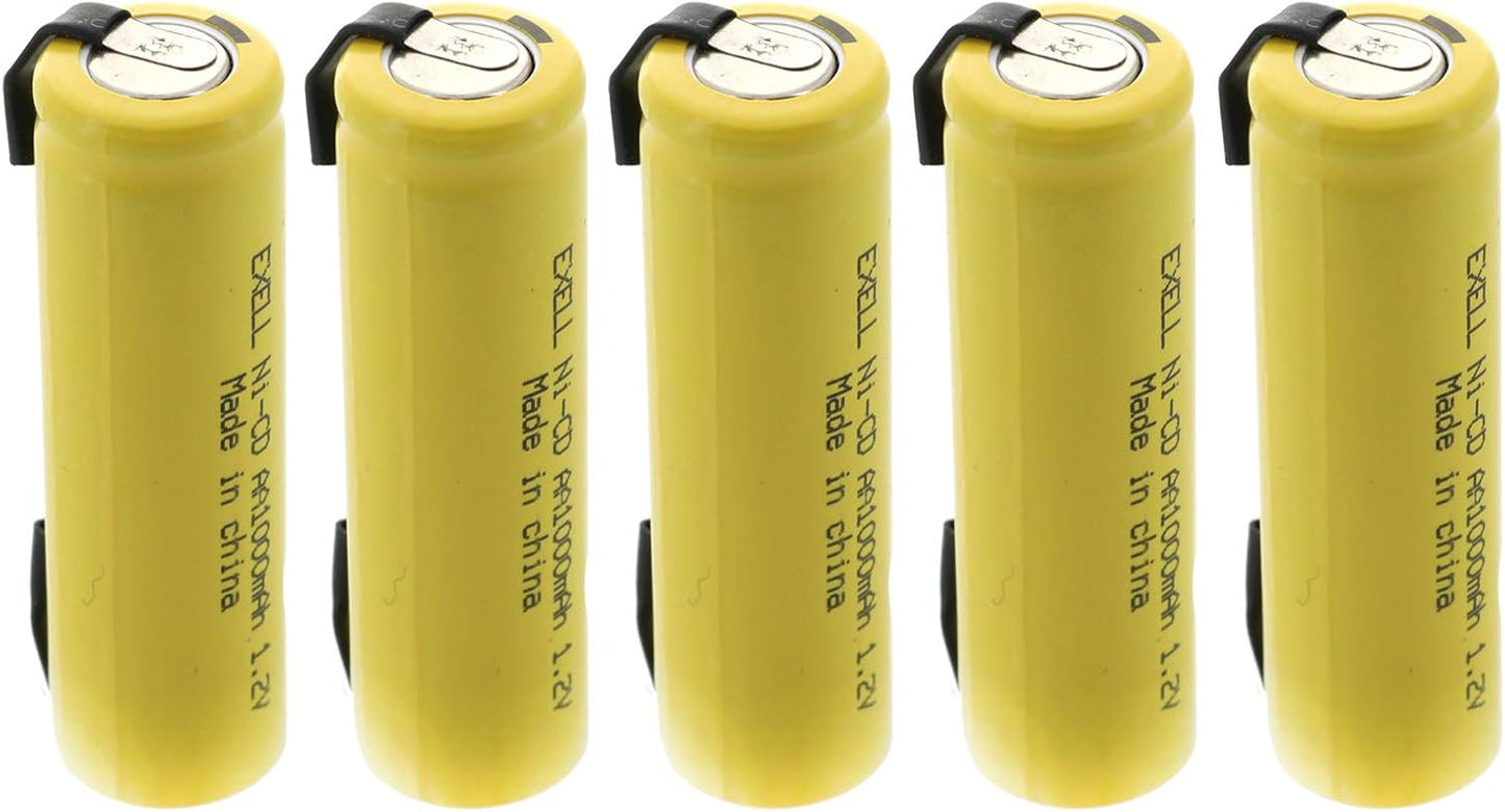 5 Baterías AA NiCD 1.2V 1000mAh con pestañas comp