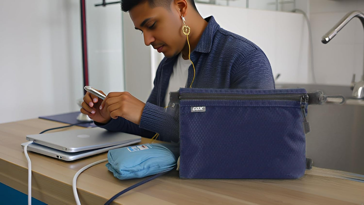 Bolsa de aseo para hombre con cremallera impermeable Azul marino