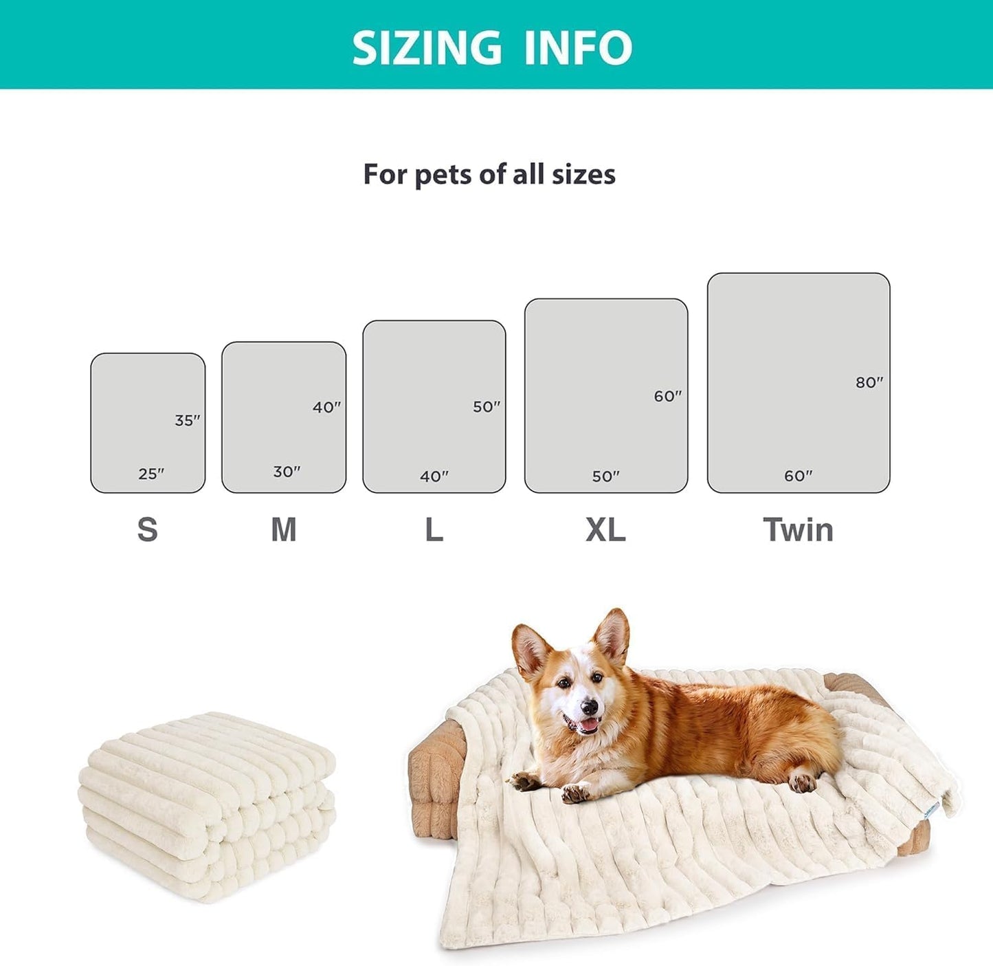 Manta para mascotas supersuave 25x35pulg crema