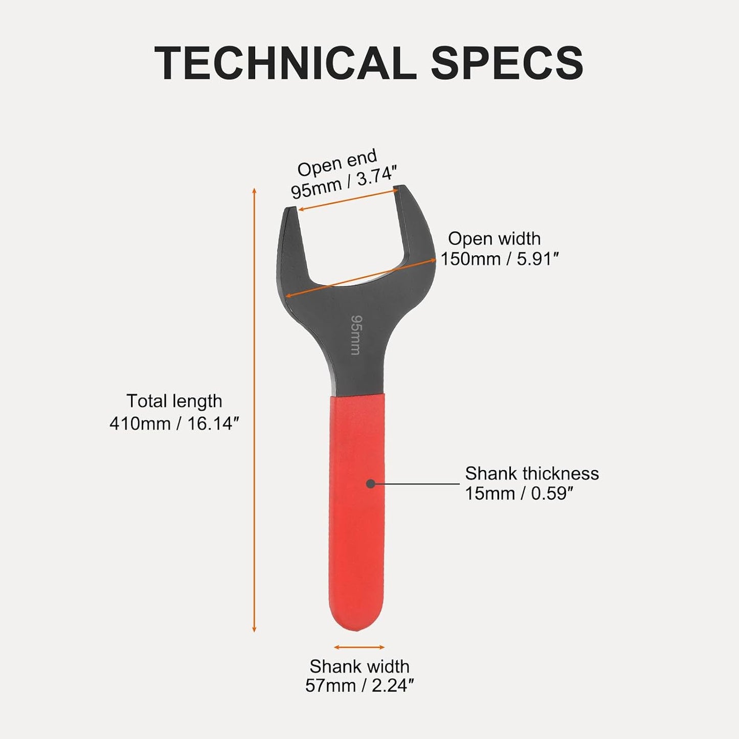 Llave U 3.543pulg vástago rojo acabado negro