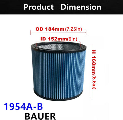 Cartucho HEPA repuesto para aspirador Bauer 6-16gal
