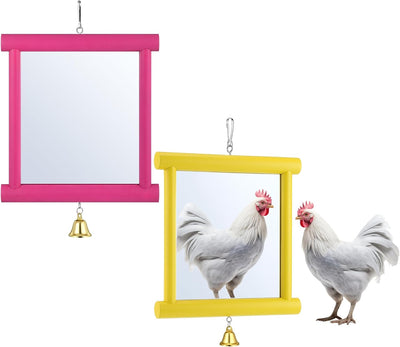2 Pzas Espejo Pollo 10.6x10pulg Campana Madera para Aves