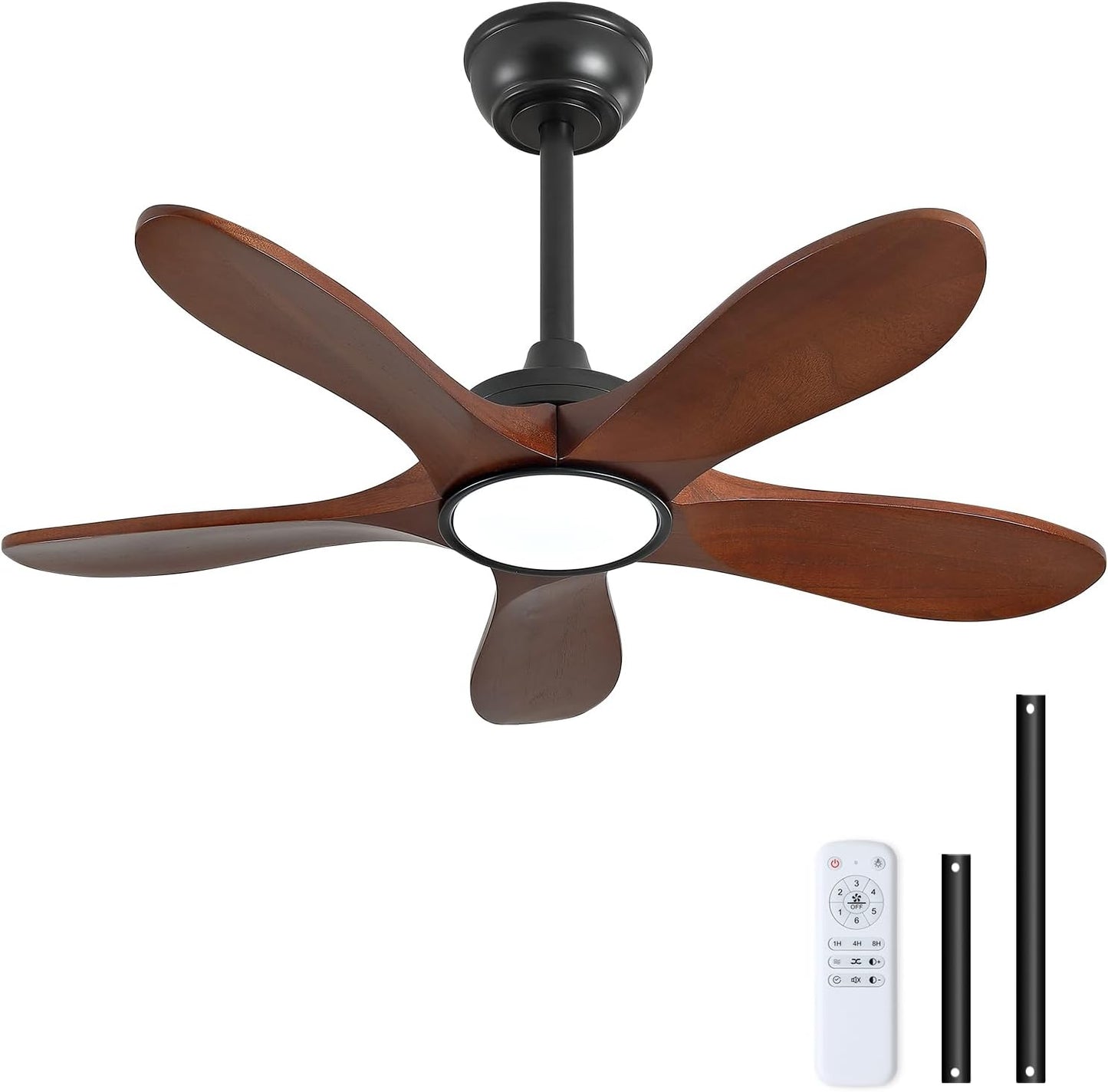 Ventilador techo madera 36pulg luces control remoto negro moderno