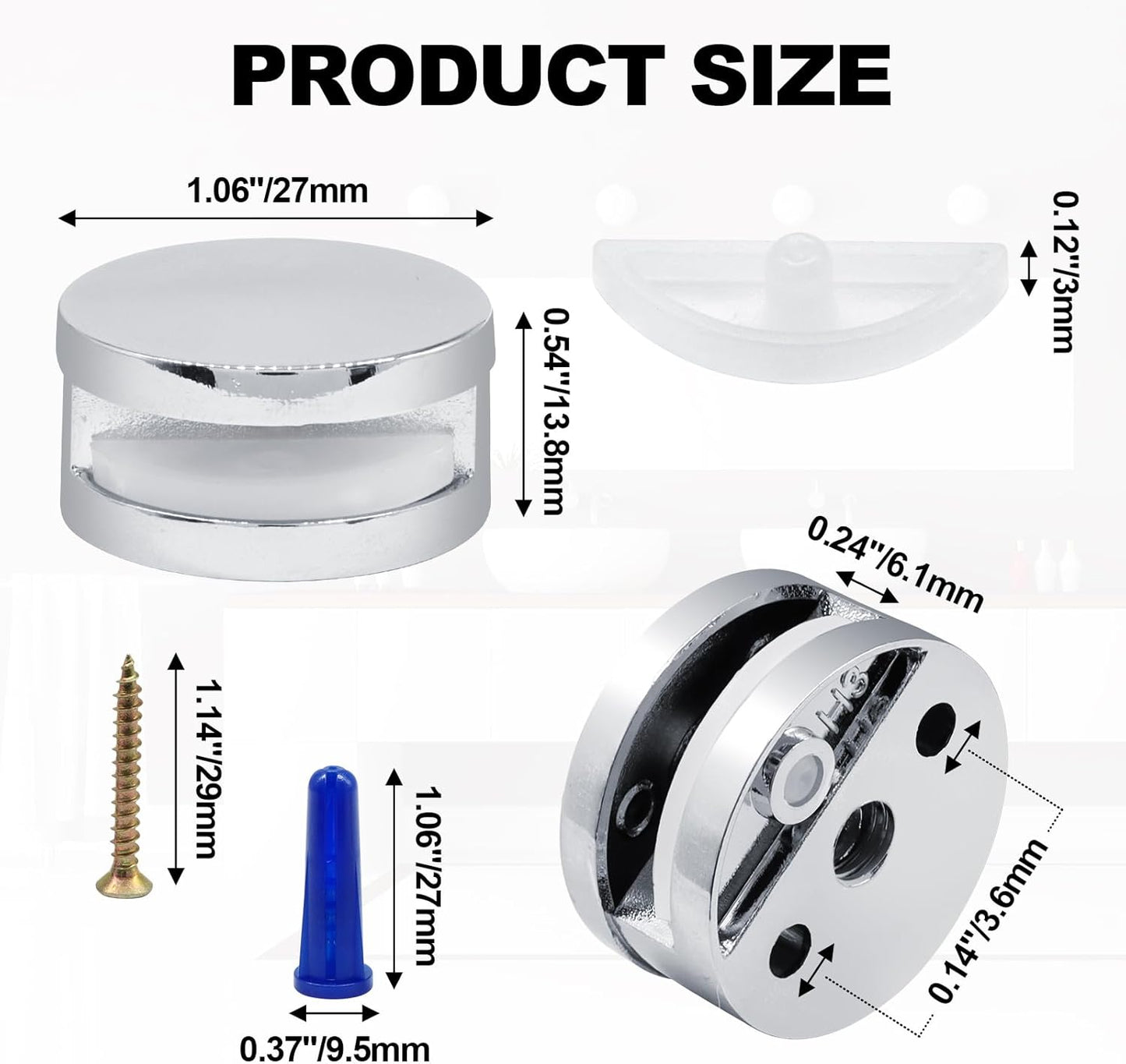 Kit 4 accesorios montaje espejo sin marco soportes ajustables