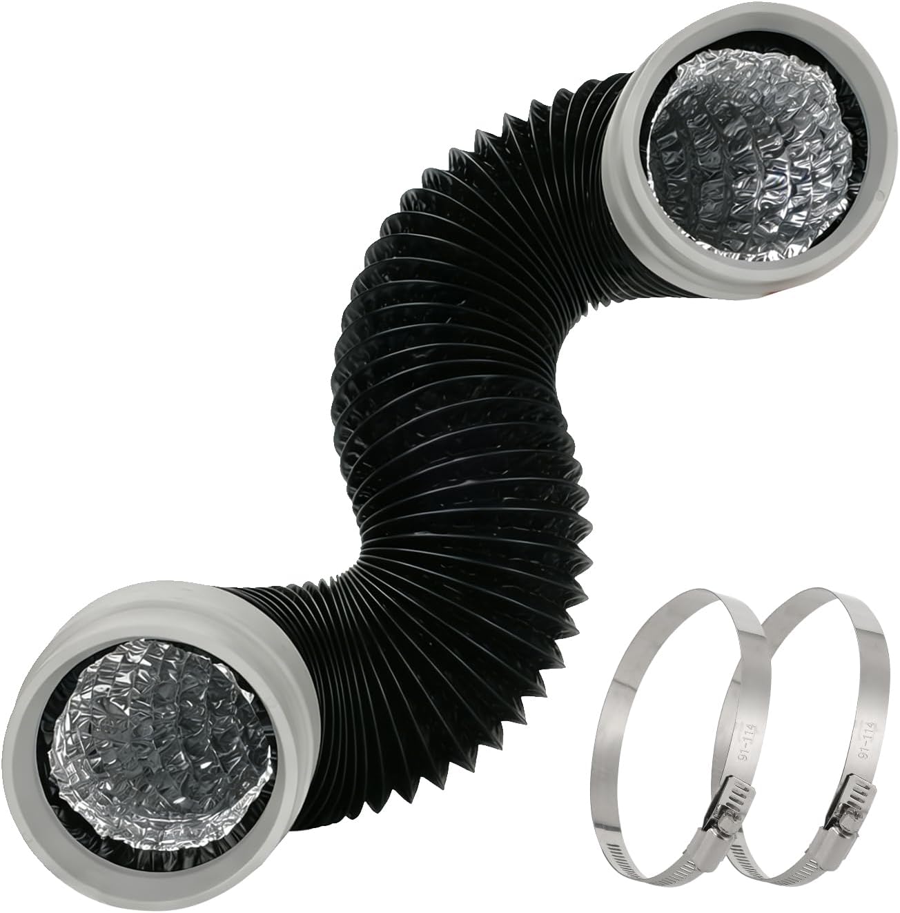 Tubo venteo secadora 3ft aluminio flexible con conectores