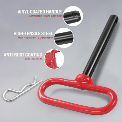 Pasador enganche tractor 1/2x3-5/8 pulg con pin R rojo