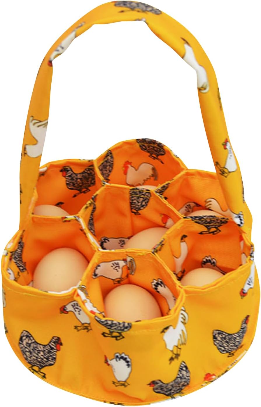 Cesta huevos lona 7 bolsas mango extendido huevos frescos