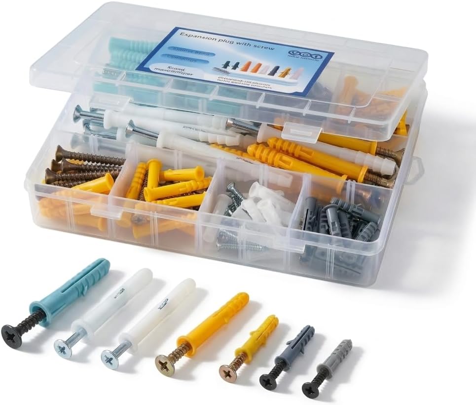 Kit 200 Anclajes Plástico y Acero para Paneles Yeso Pared