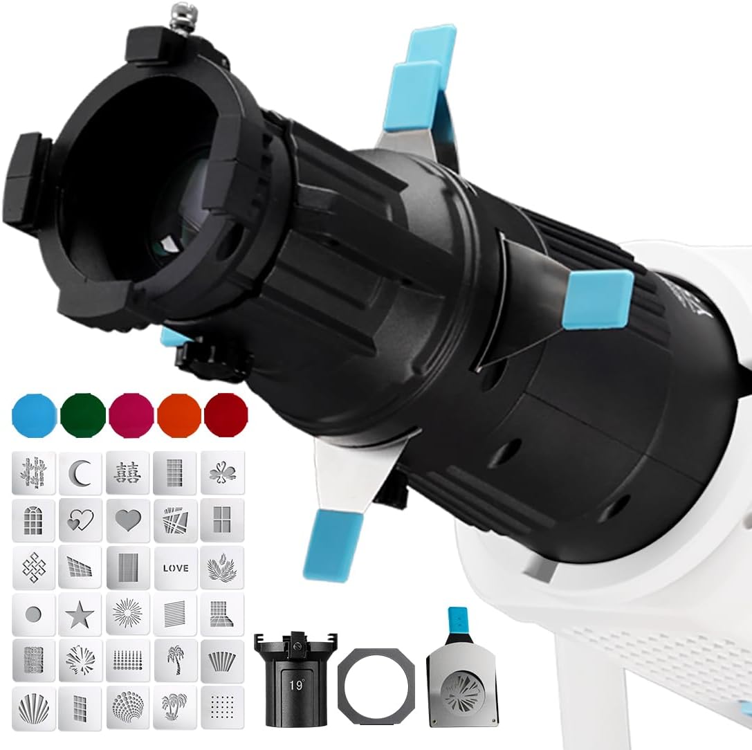 Foco Bowens Snoot 19° con 30 gobos y 5 geles para luces LED