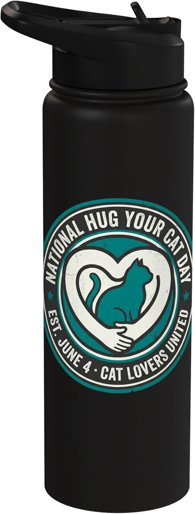 Botella agua acero inox aislada día del gato 4 jun