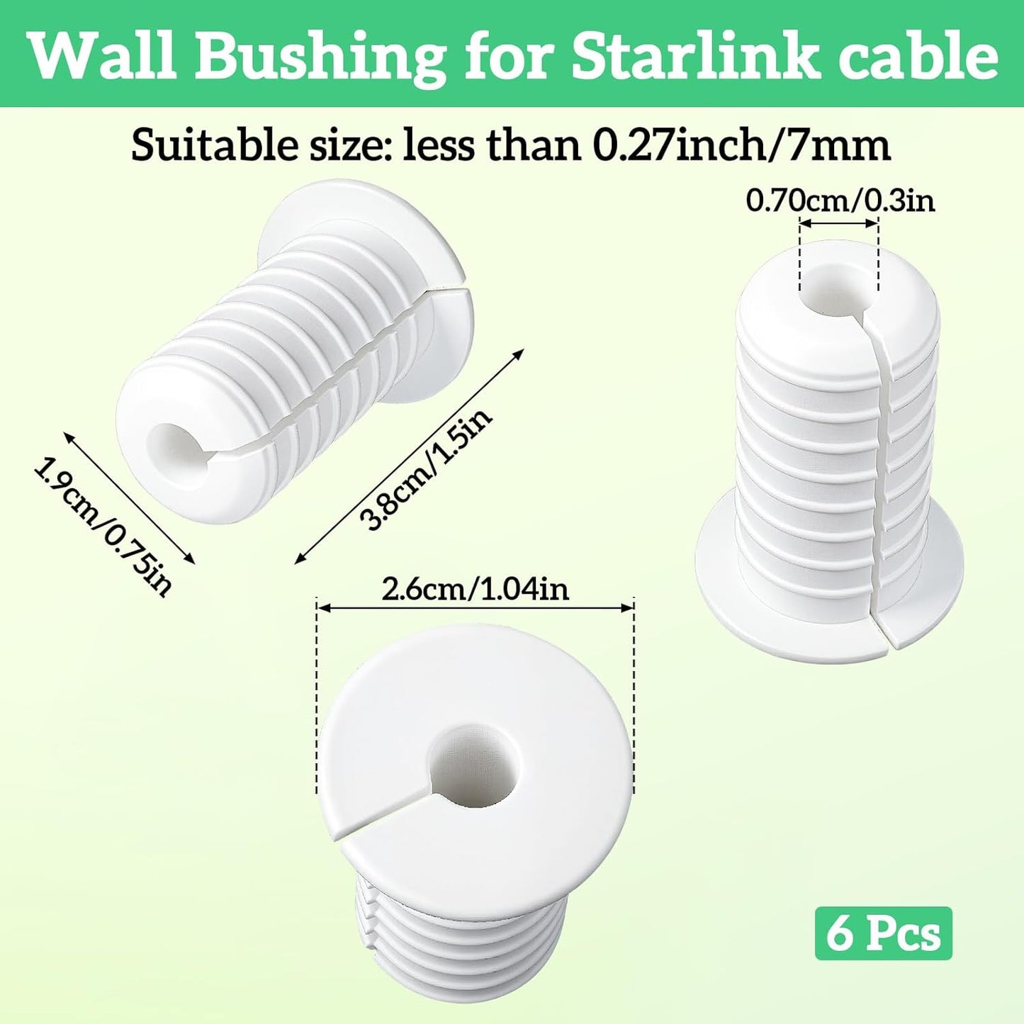 6 Pzas Grommets Silicón para Pasar Cables 19mm Blanco