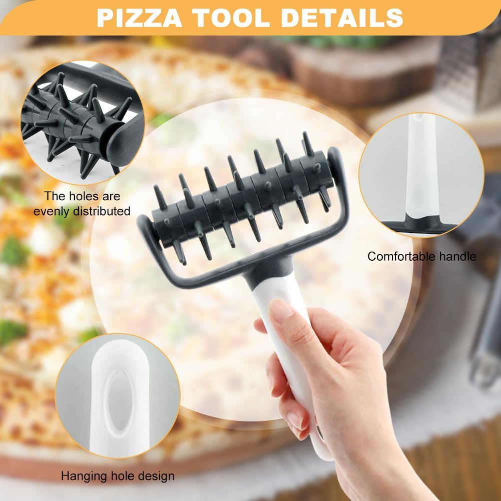 Muelle masa pizza rodillo pastelería con picos gris oscuro