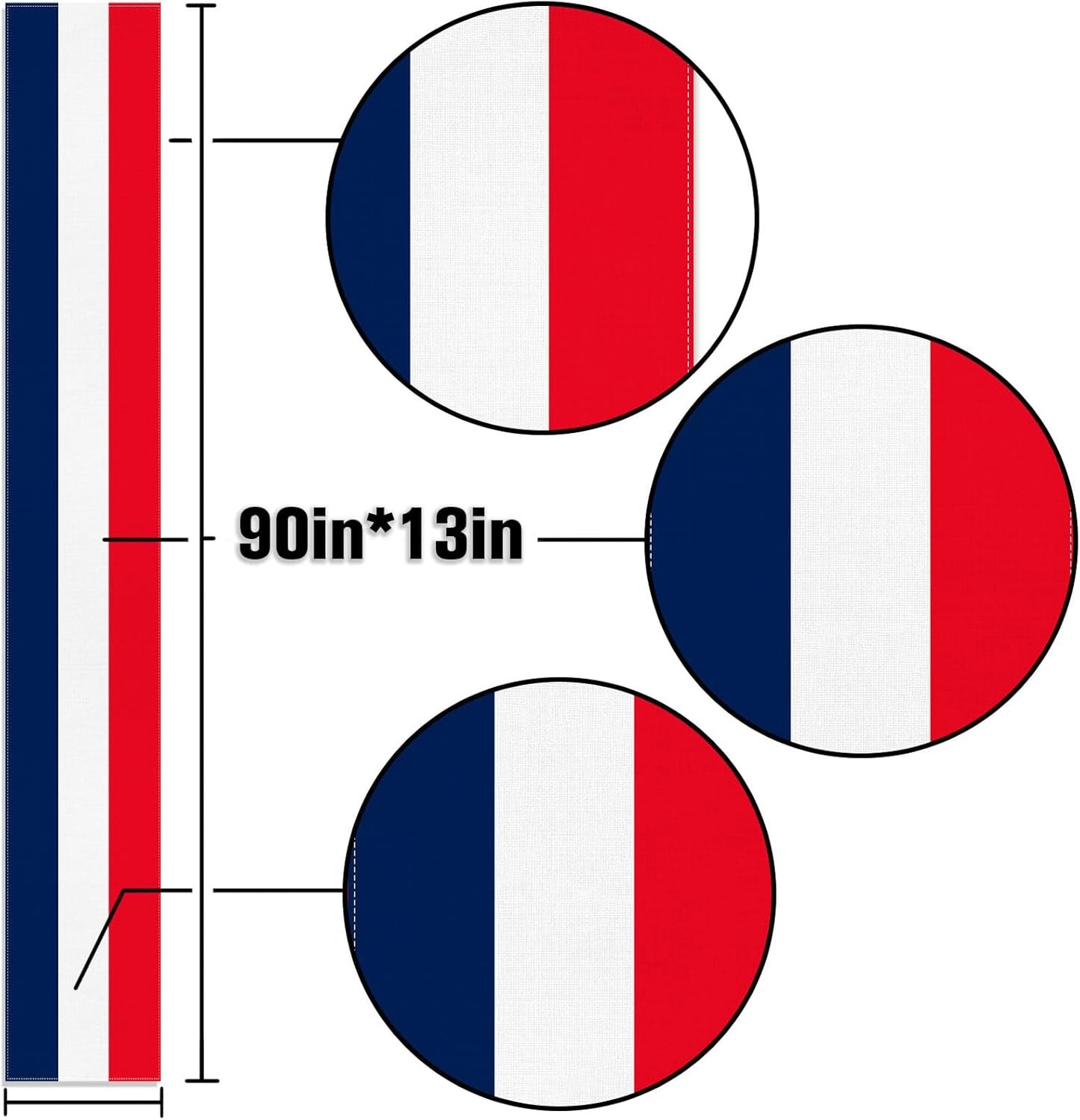 Camino de mesa con bandera de Francia decoración patriótica para comedor